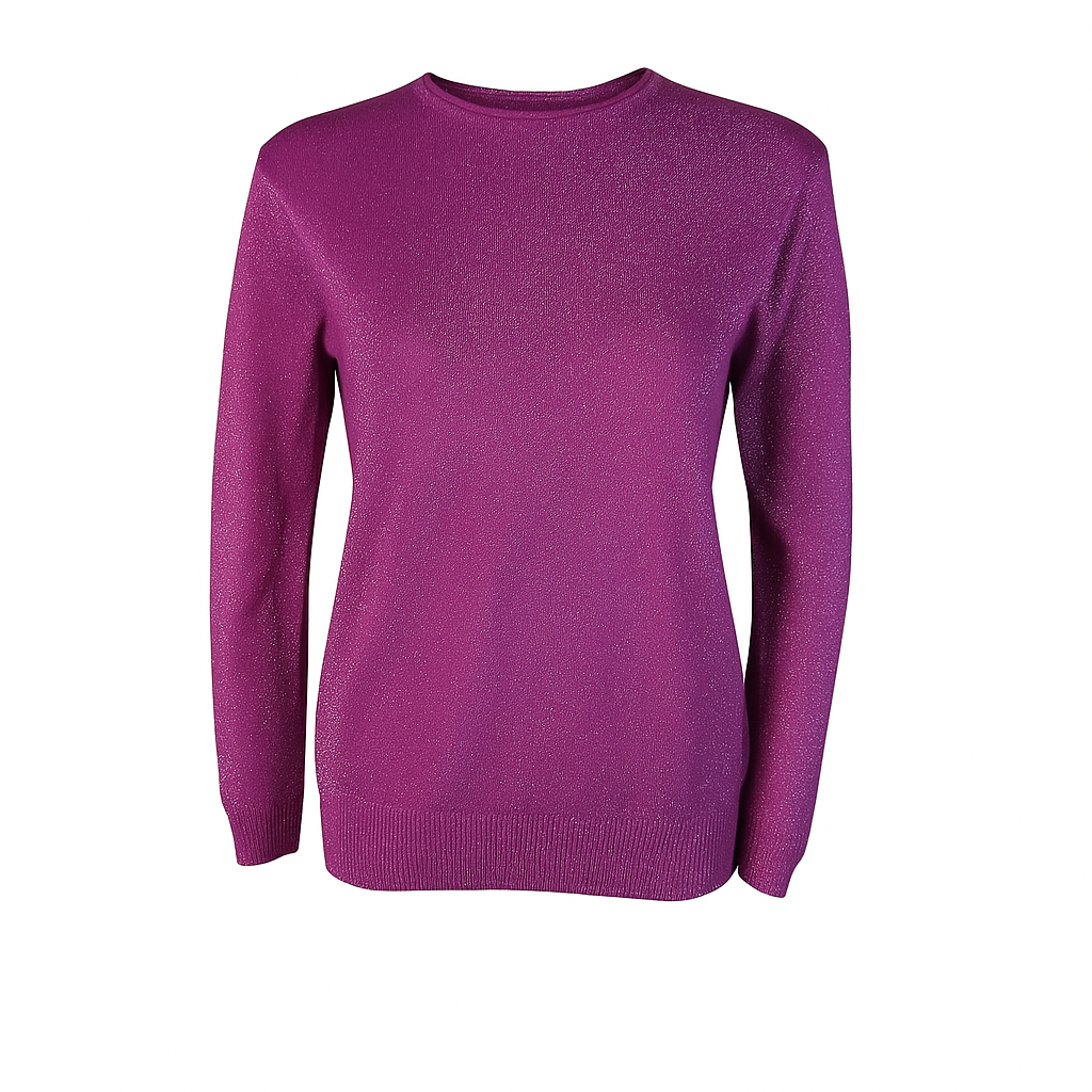 Basic Round neck metallic knit sweater