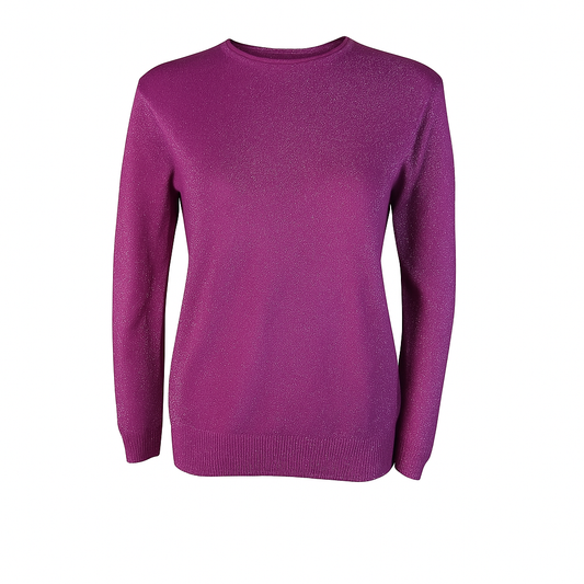 Basic Round neck metallic knit sweater