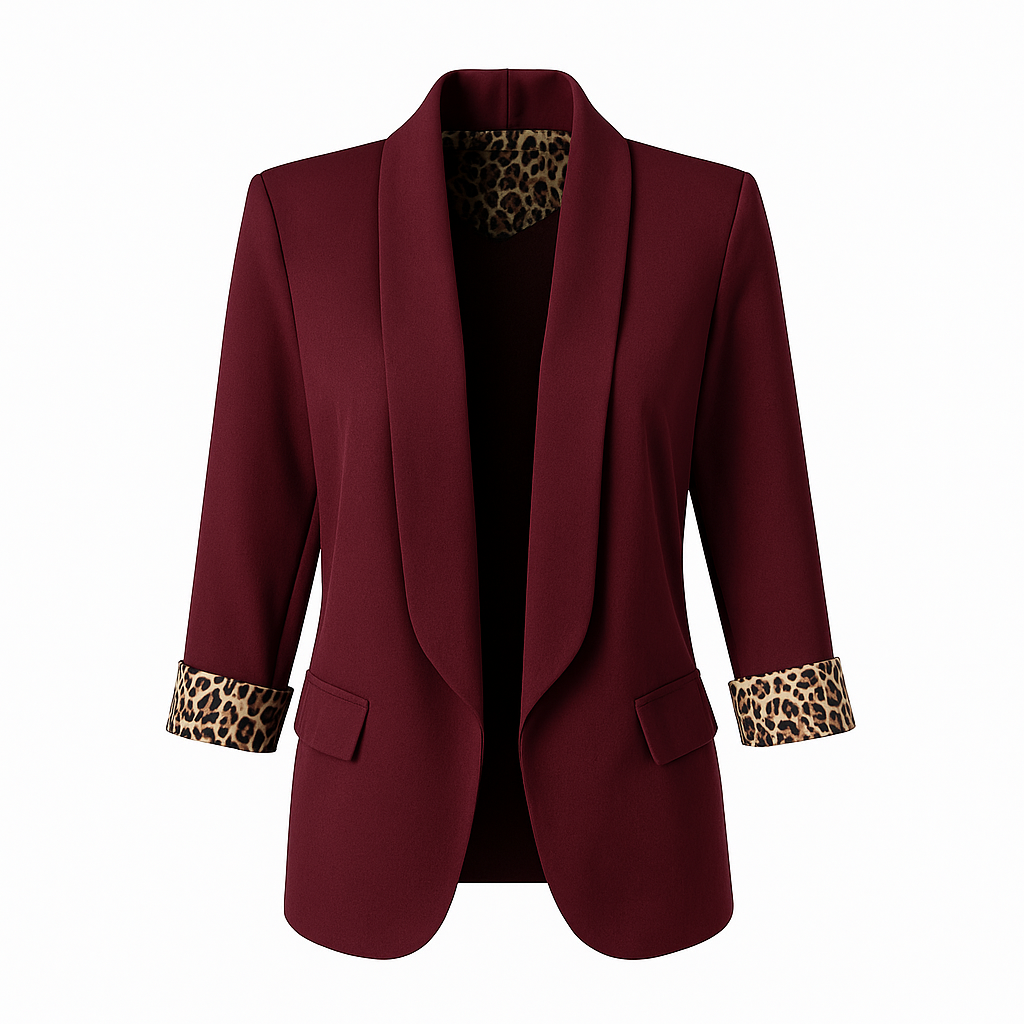 Blazer with leopard sleeves