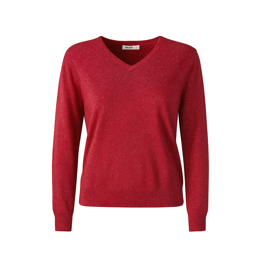 Basic Metallic V Neck Knit