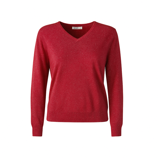 Basic Metallic V Neck Knit