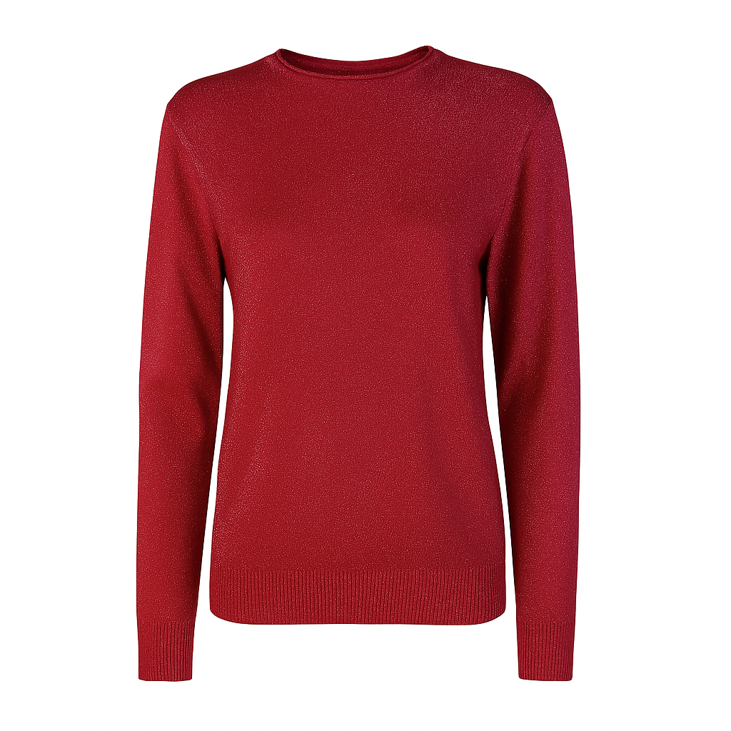 Basic Round neck metallic knit sweater