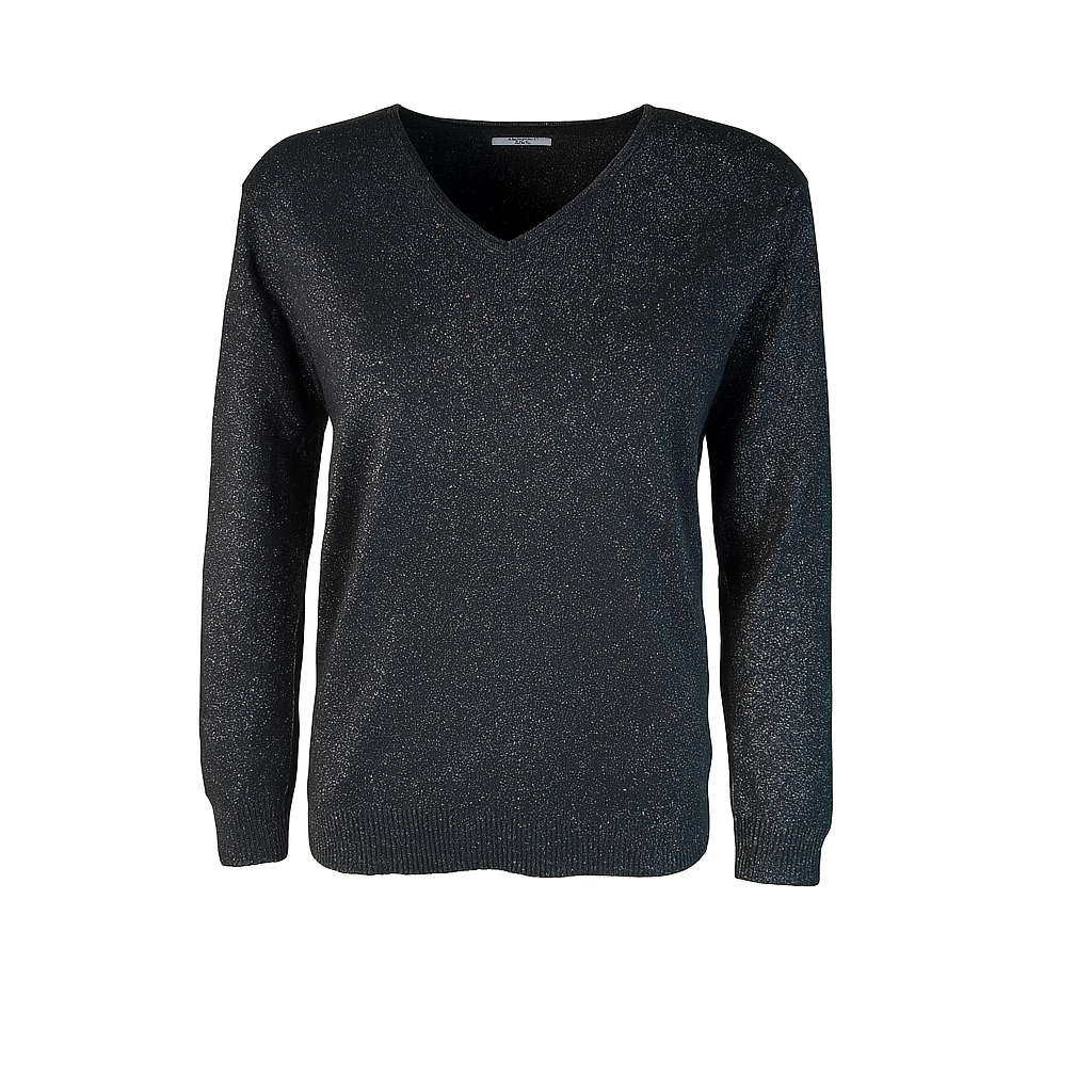 Basic Metallic V Neck Knit