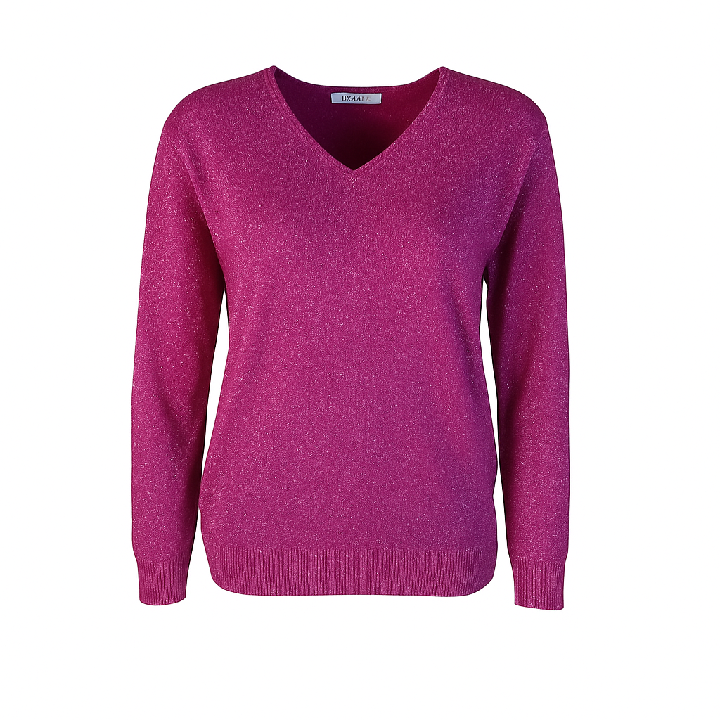 Basic Metallic V Neck Knit