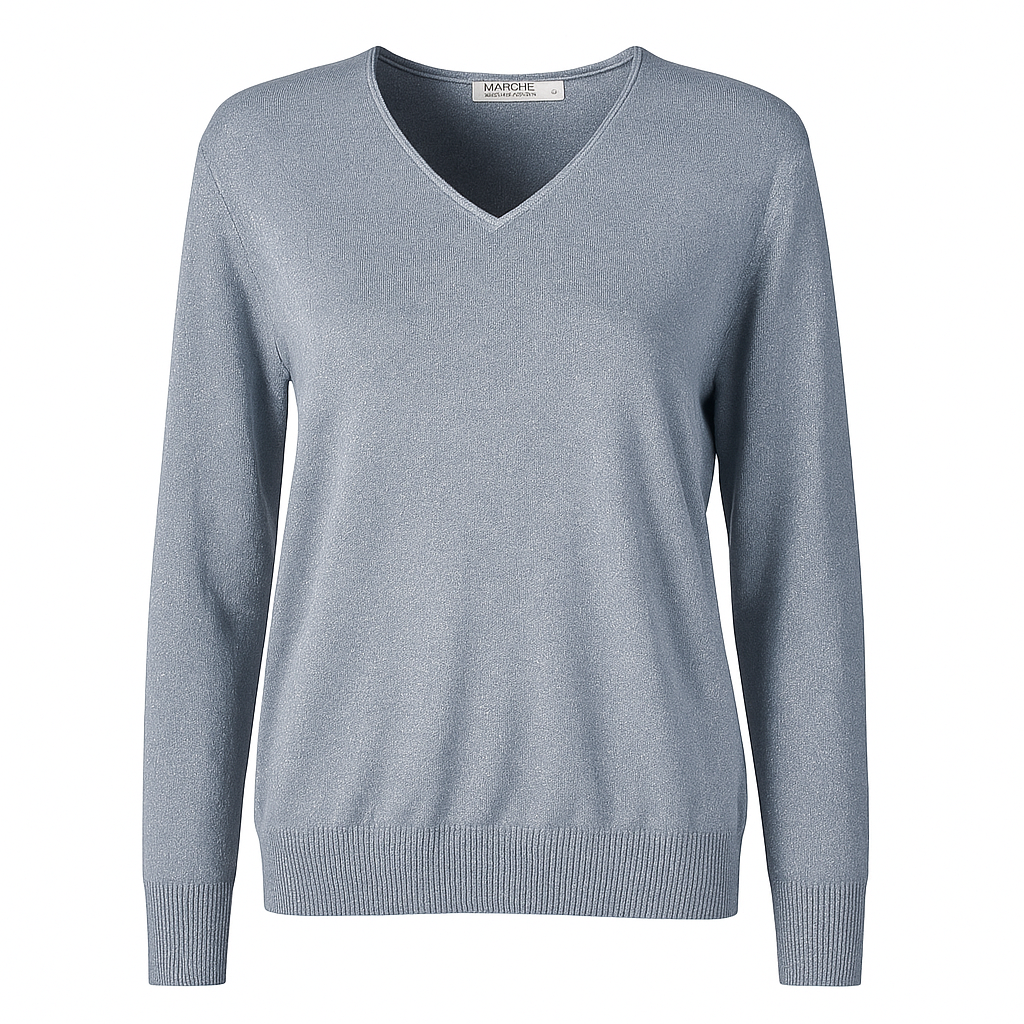 Basic Metallic V Neck Knit