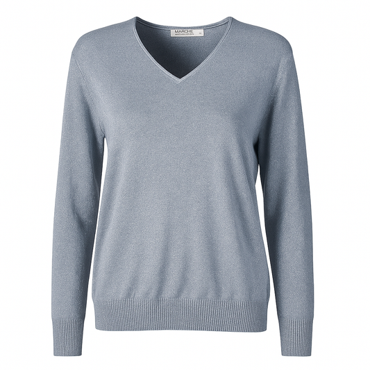 Basic Metallic V Neck Knit