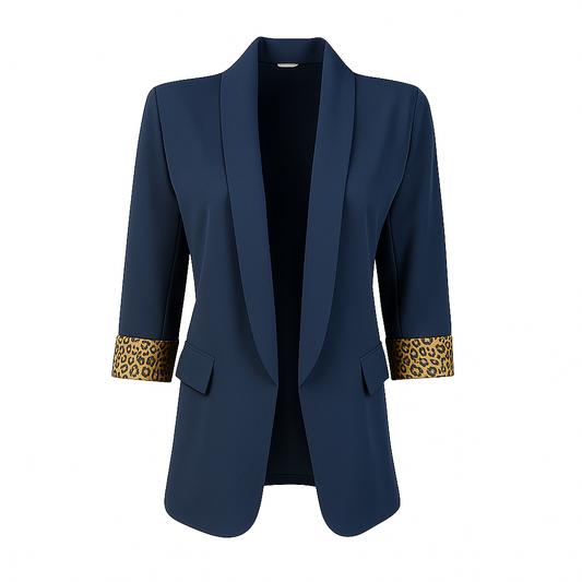 Blazer with leopard sleeves