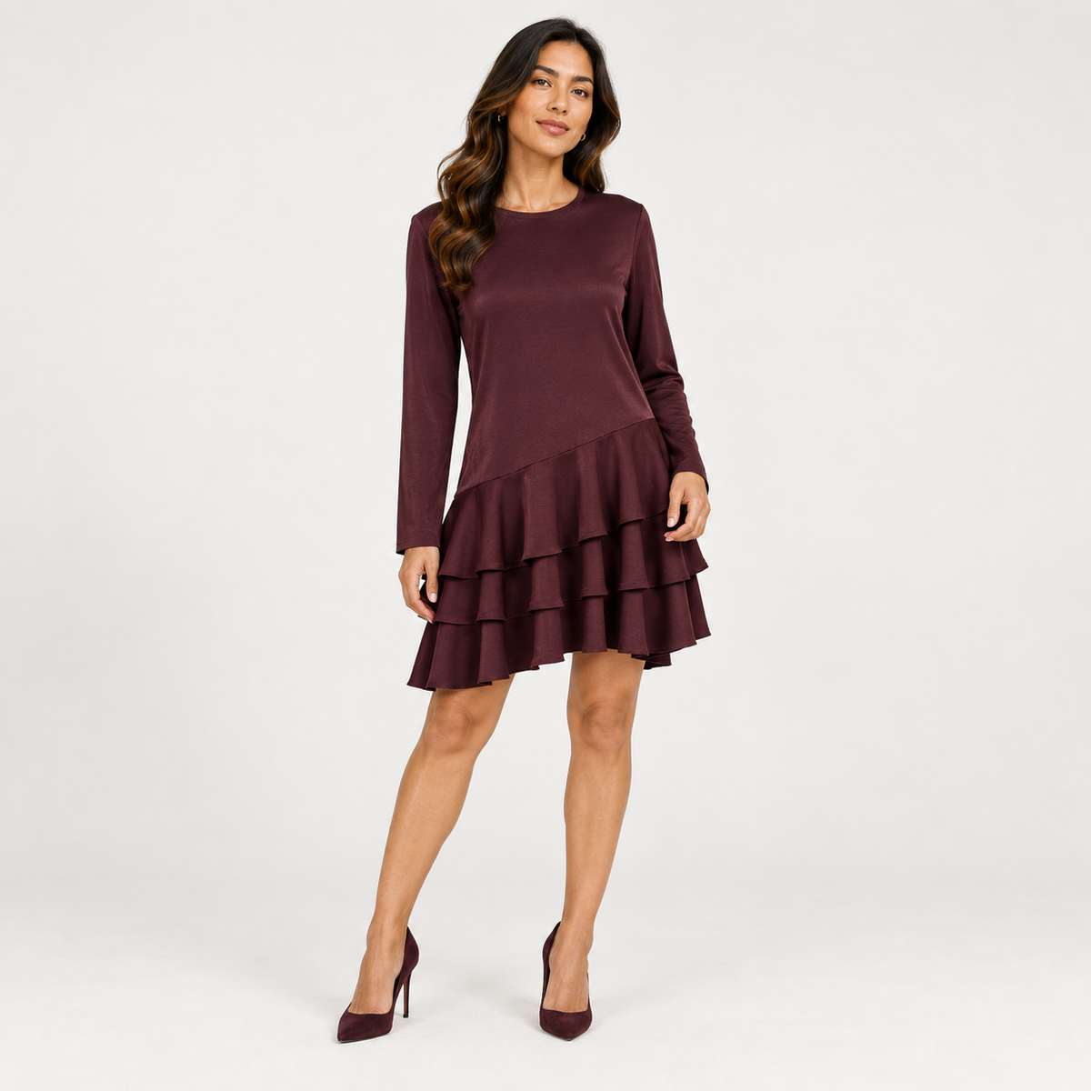 Asymmetrical Bordeaux dress 
