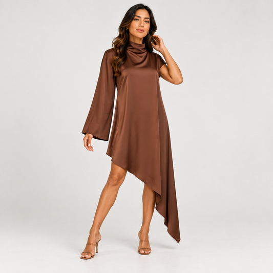Asymmetrical brown dress 