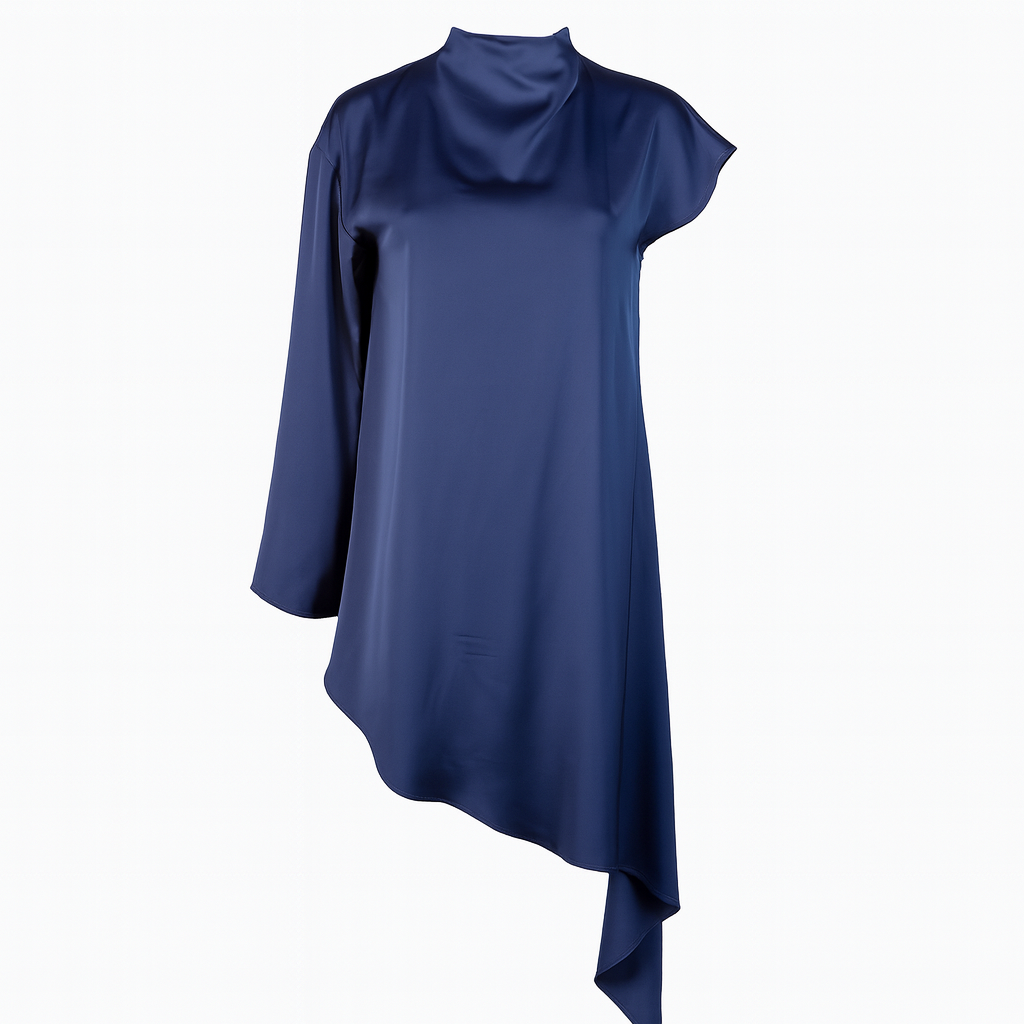Asymmetrical navy blue dress