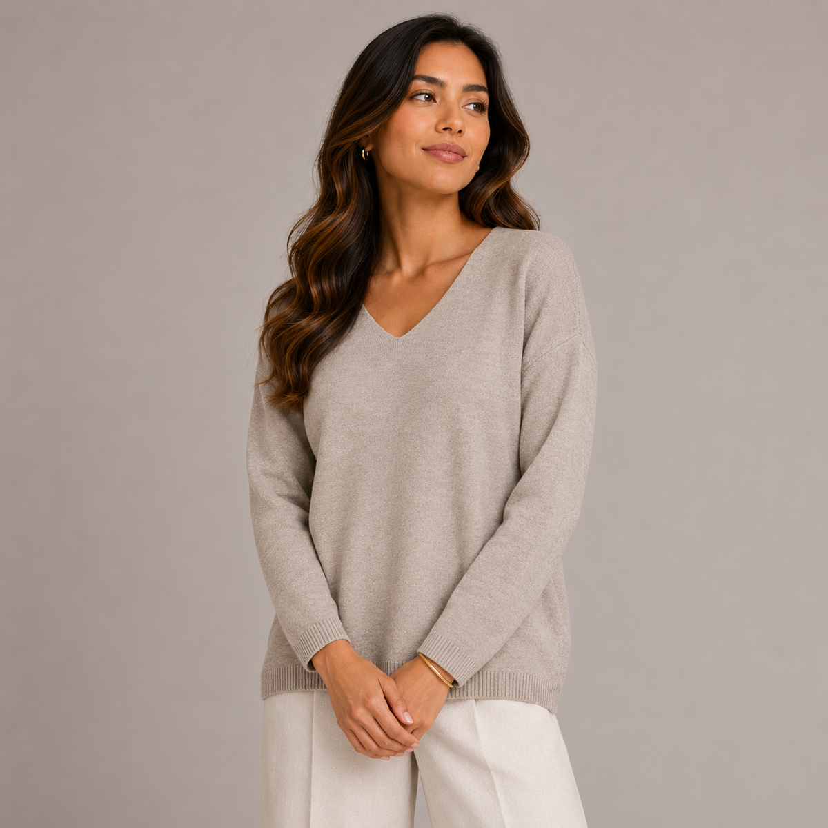 Vneck plain knit 