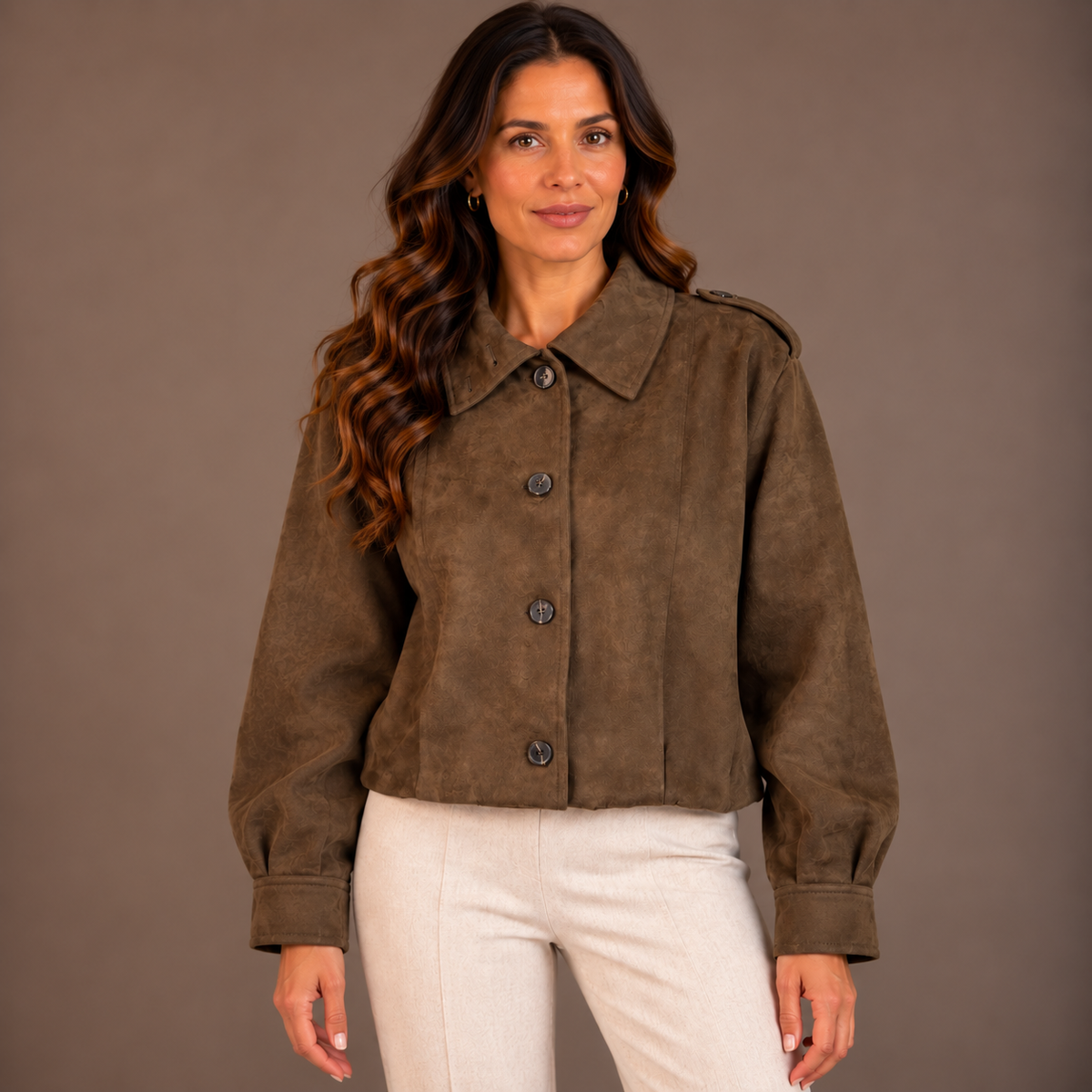Brown Suede Jacket for Women 