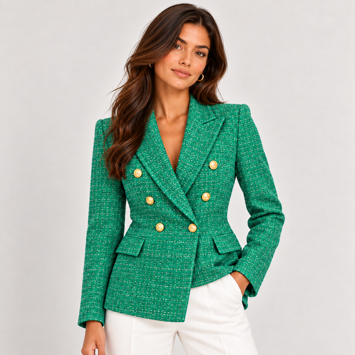 Women's Green Structured Blazer 