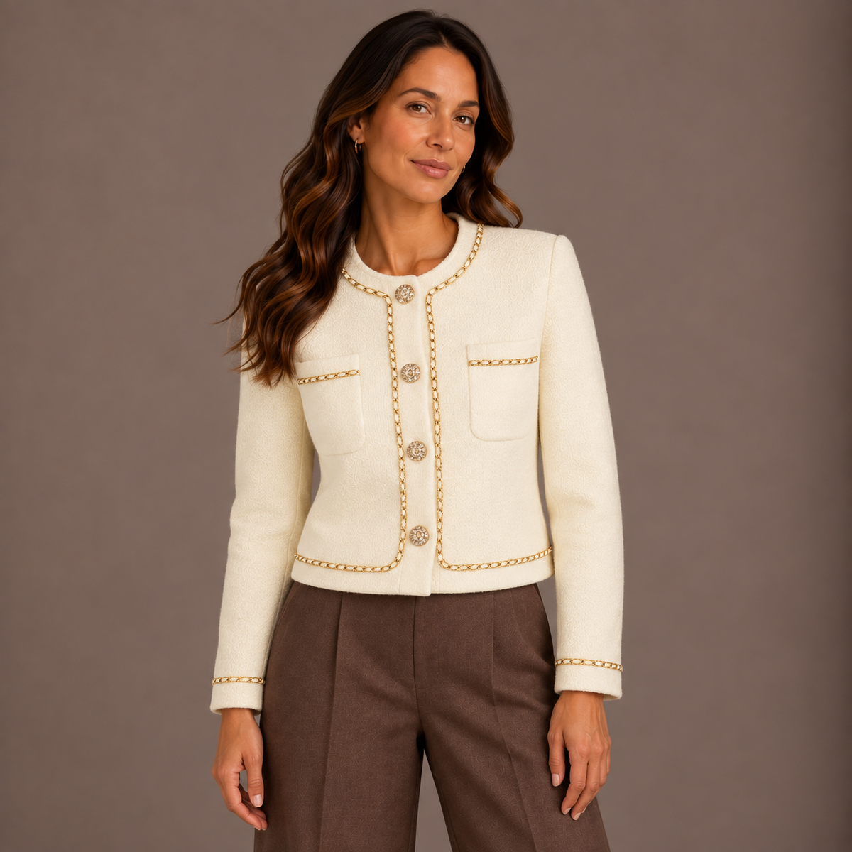 Women’s Bouclé Jacket – Black & Ivory 