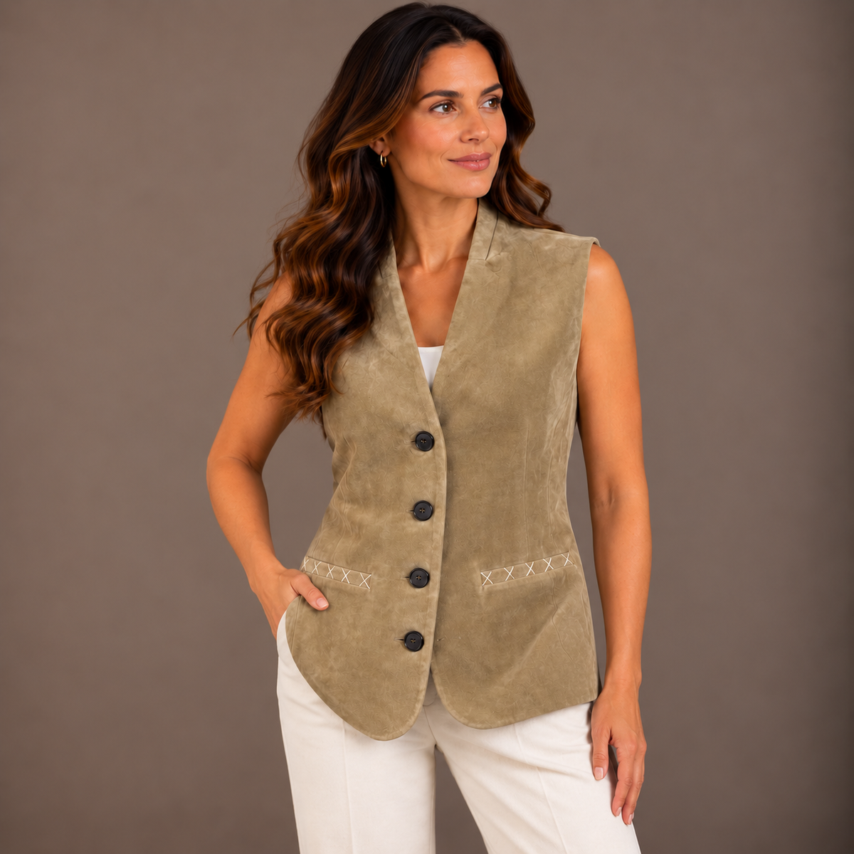 Suede Waistcoat – Brown & Camel 