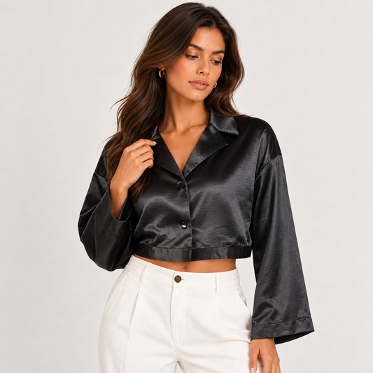 Black satin vest 