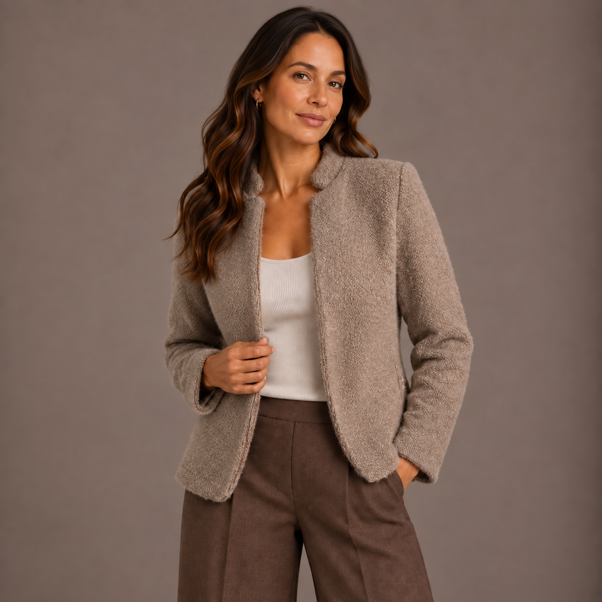 Taupe Casual Blazer for Women 