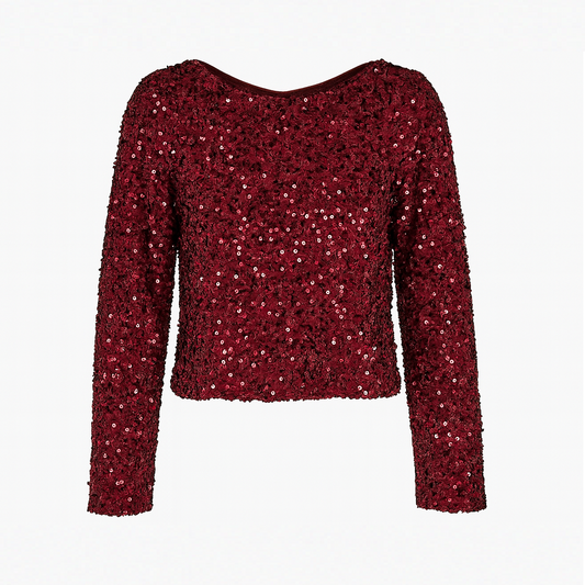 Sequined top with black bow on the neck