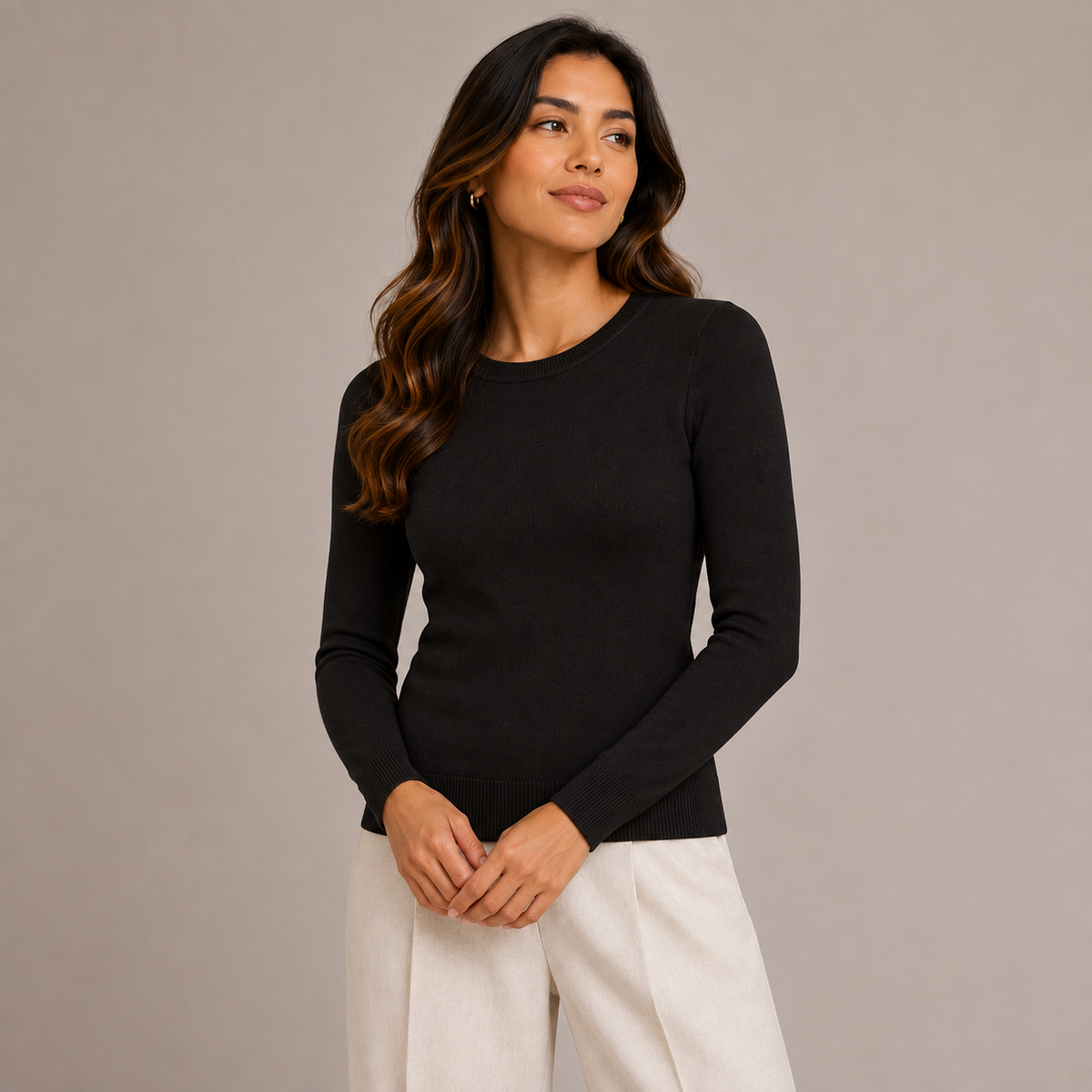 Basic round neck knit sweater 