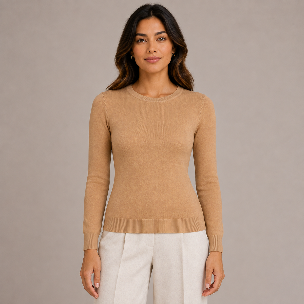 Basic round neck knit sweater 