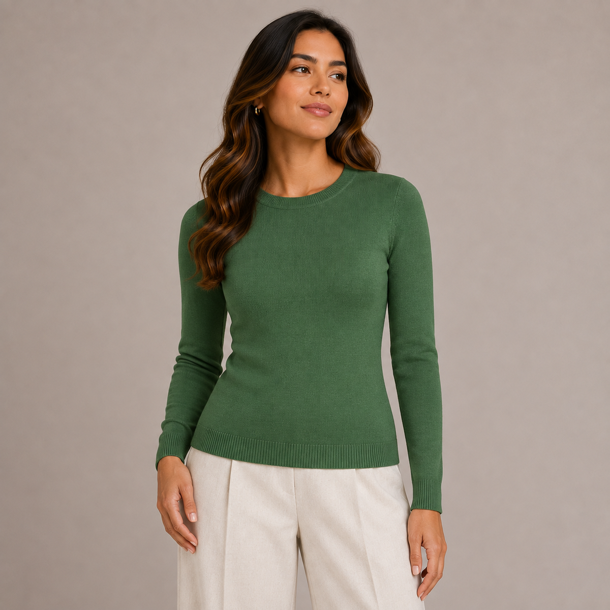 Basic round neck knit sweater 