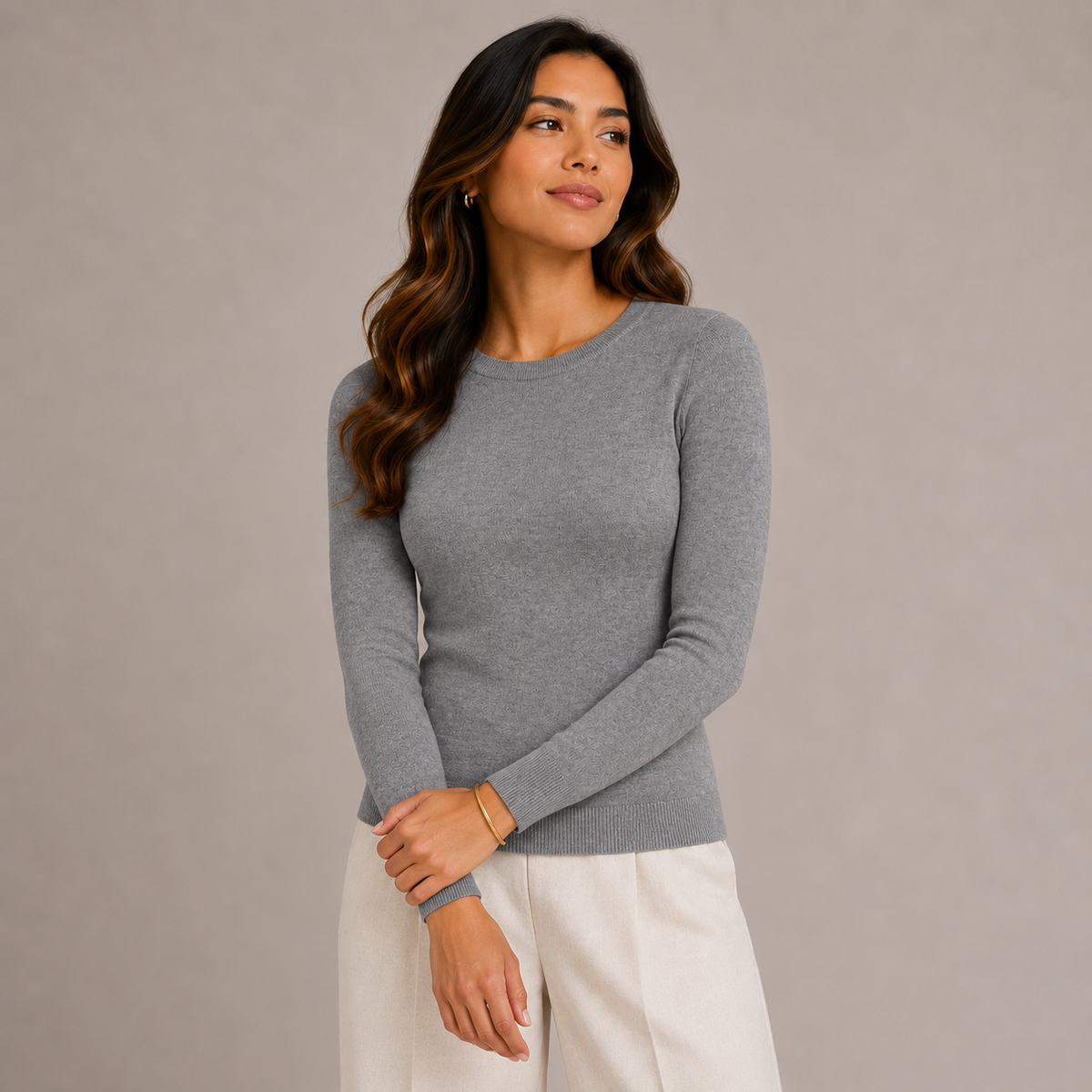 Basic round neck knit sweater 