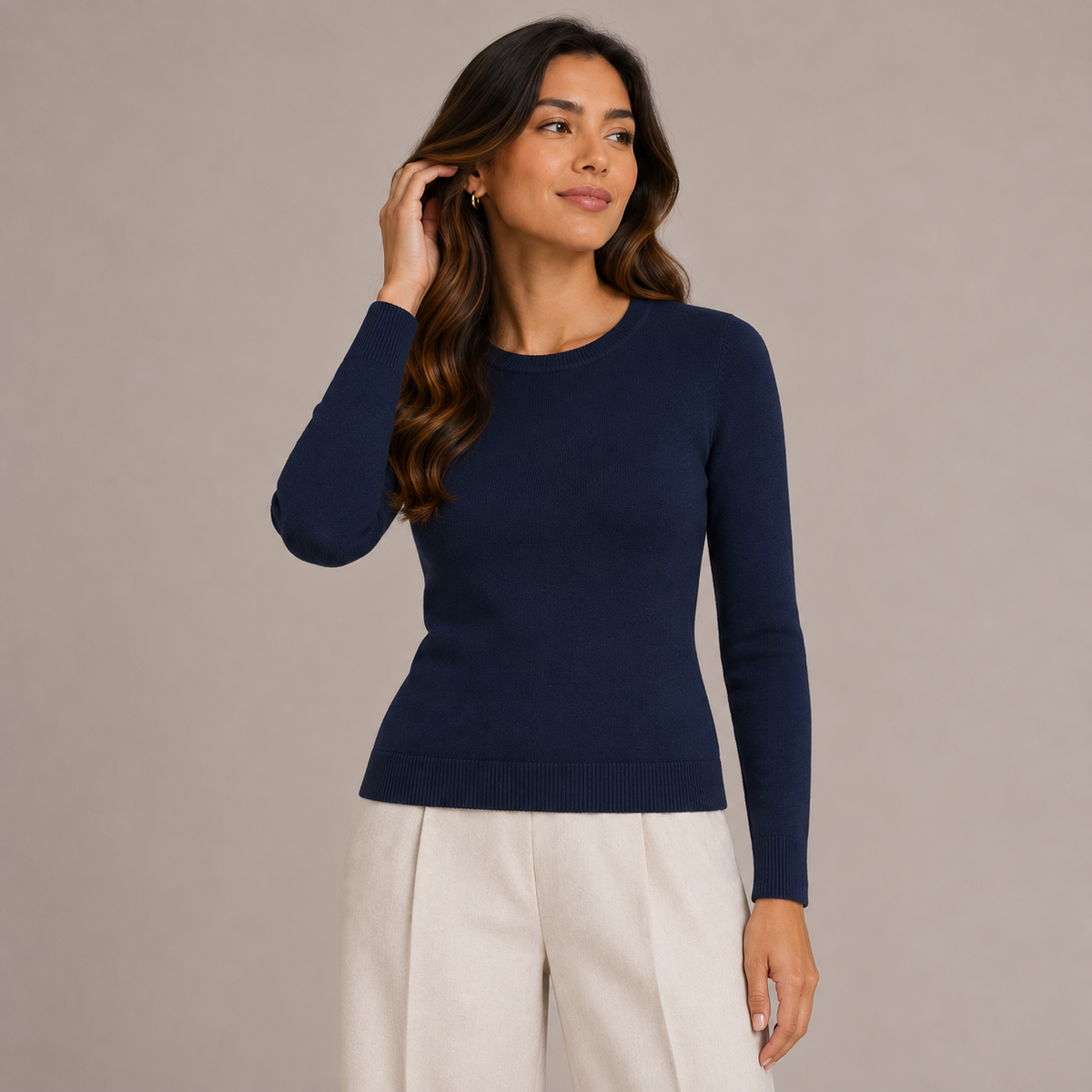 Basic round neck knit sweater 