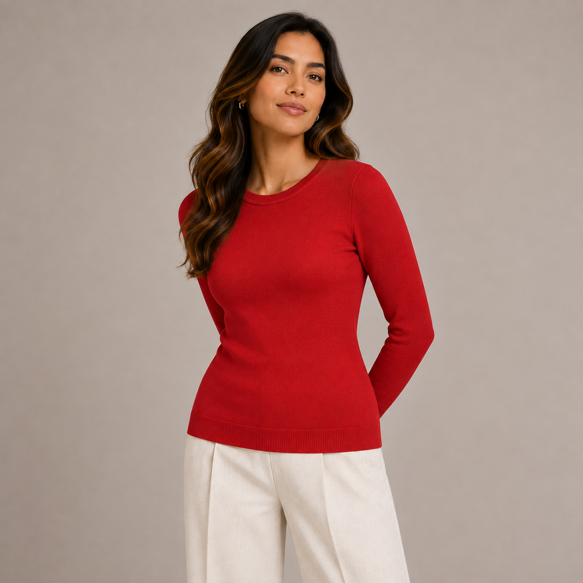 Basic round neck knit sweater 