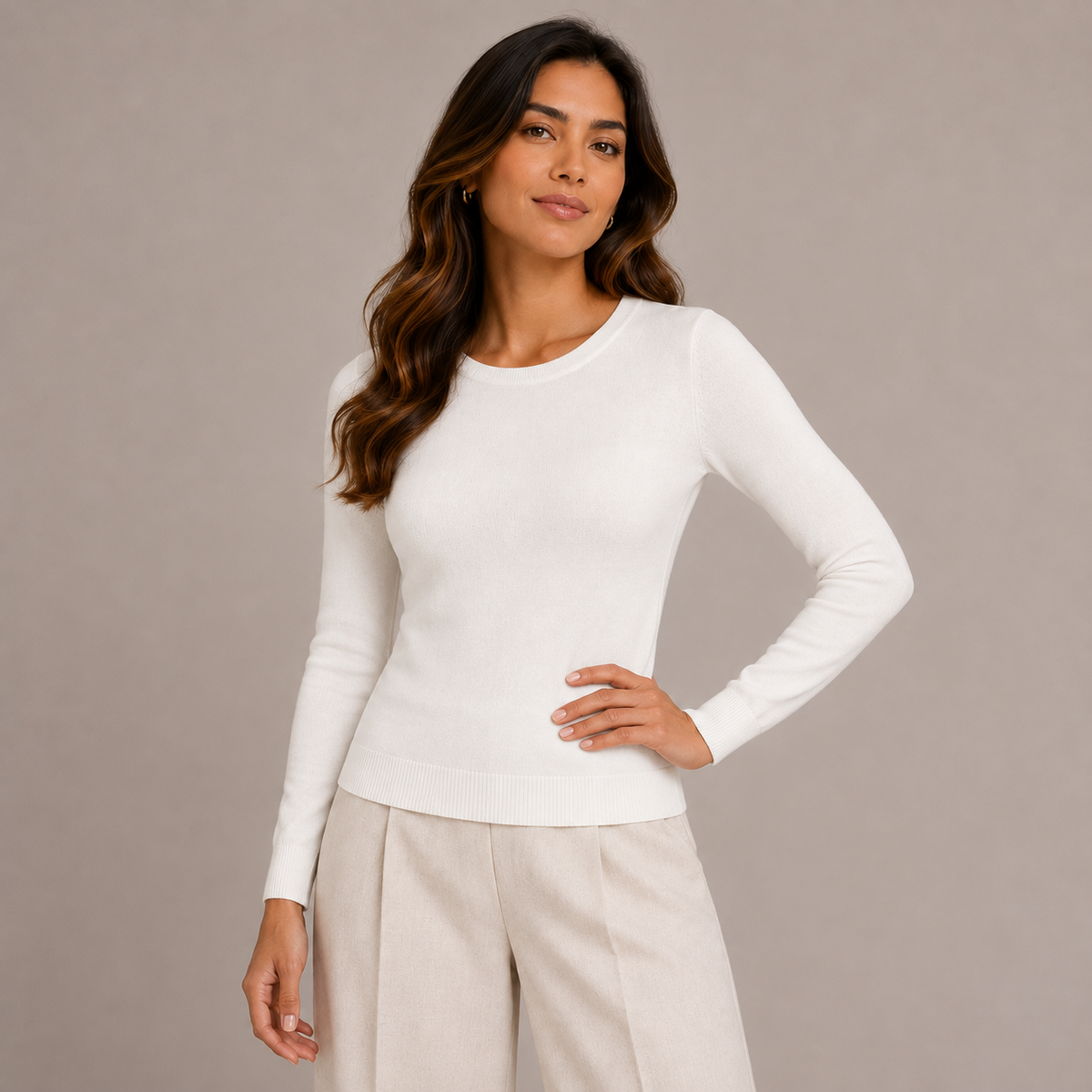 Basic round neck knit sweater 