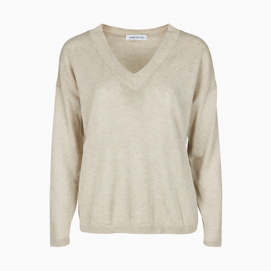 V neck metallic sweater - long sleeves