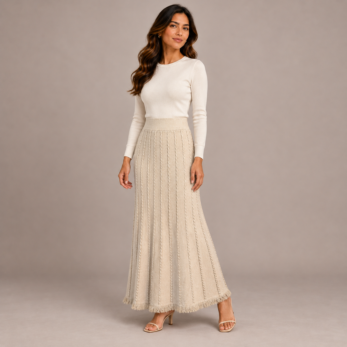 Beige Maxi Wool Skirt – product photo 1