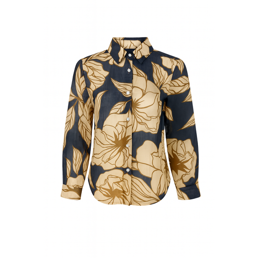 Printed viscose long sleeves shirt
