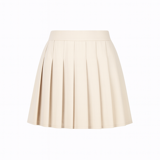 Beige pleated mini skirt