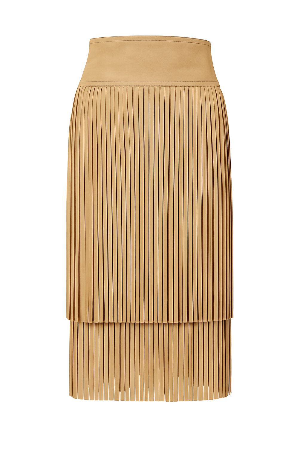Suede fitted skirt with fringes
