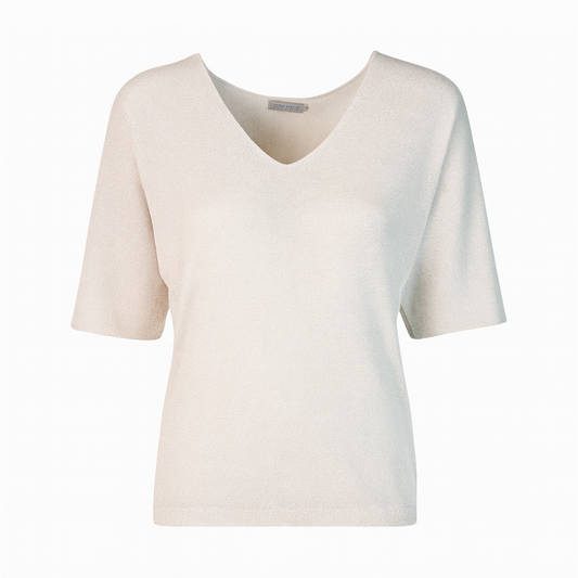 V neck silver metallic top