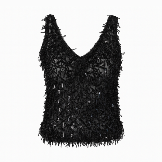 Black sequined Vneck top