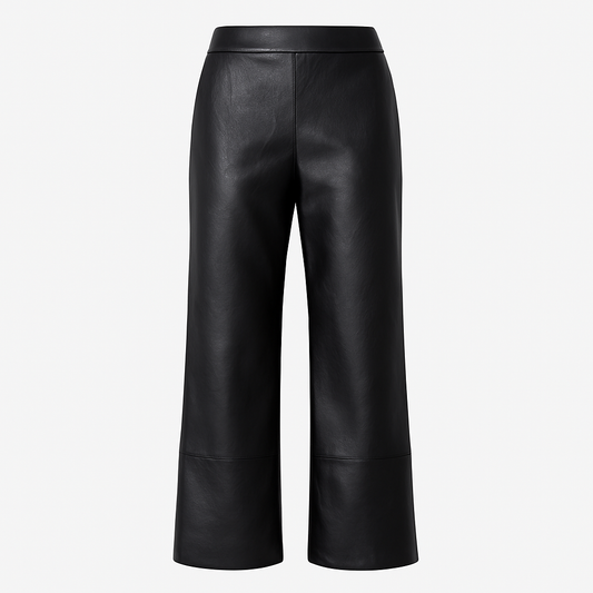 Leather pants with elastic waistband