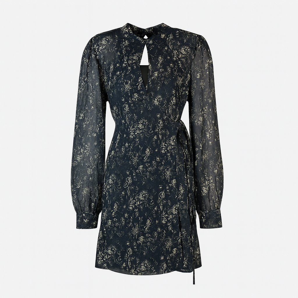 Printed black dress CHERRY BLUE