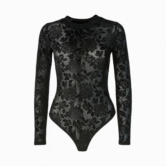 Printed black bodysuit