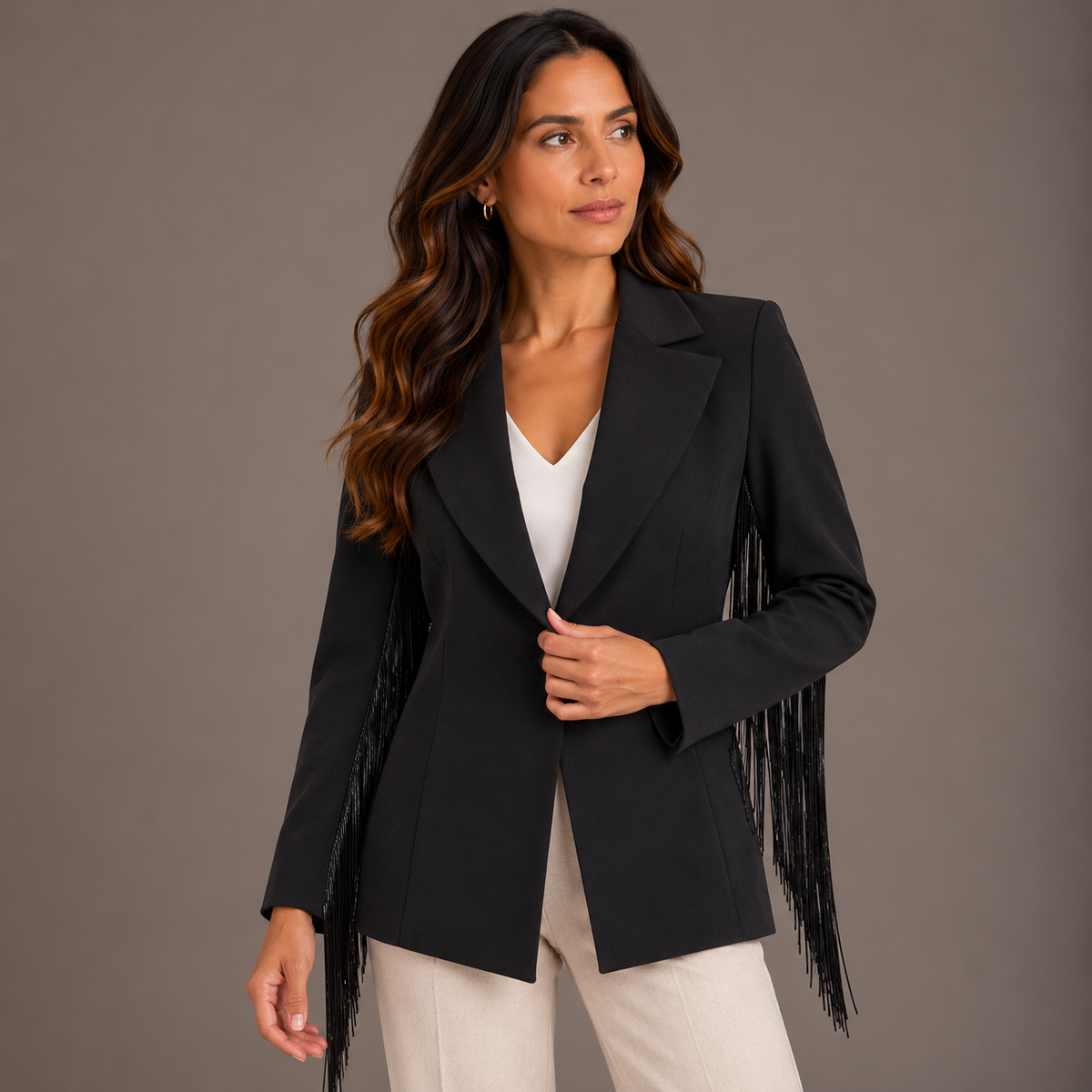 Black Fringe Blazer for Women