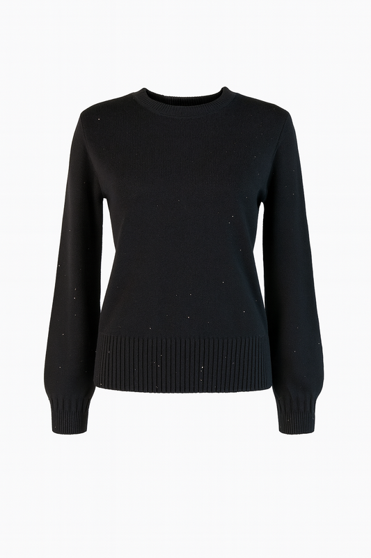 Black knit with micro rhinestones