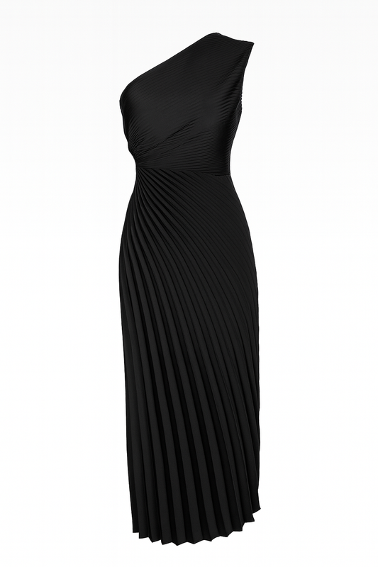 One shoulder black dress