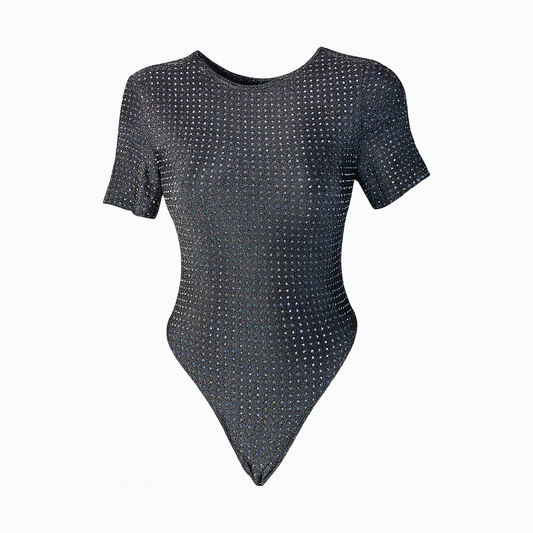 Metallic silver bodysuit