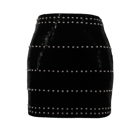 Short skirt with silver studs
