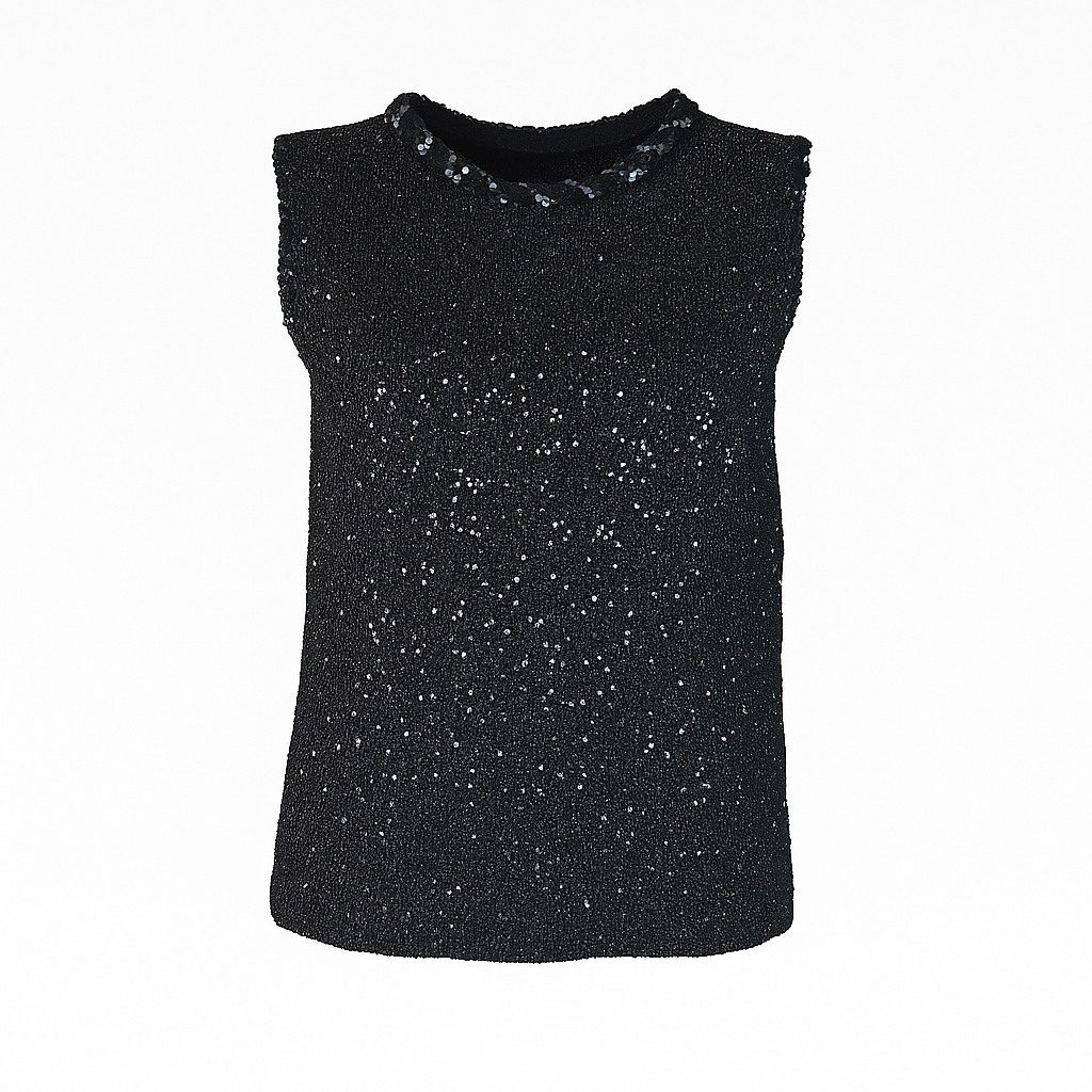 Black metallic sleeveless knit
