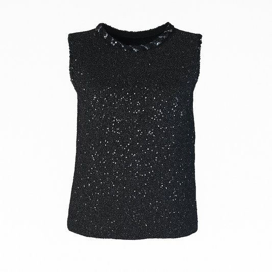 Black metallic sleeveless knit