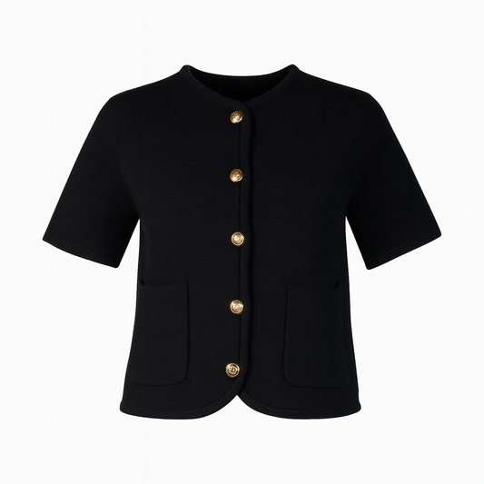 Short sleeves cardigan with gold buttons