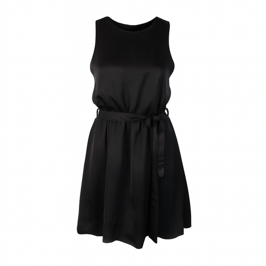 Black silk dress with rhinestones collar