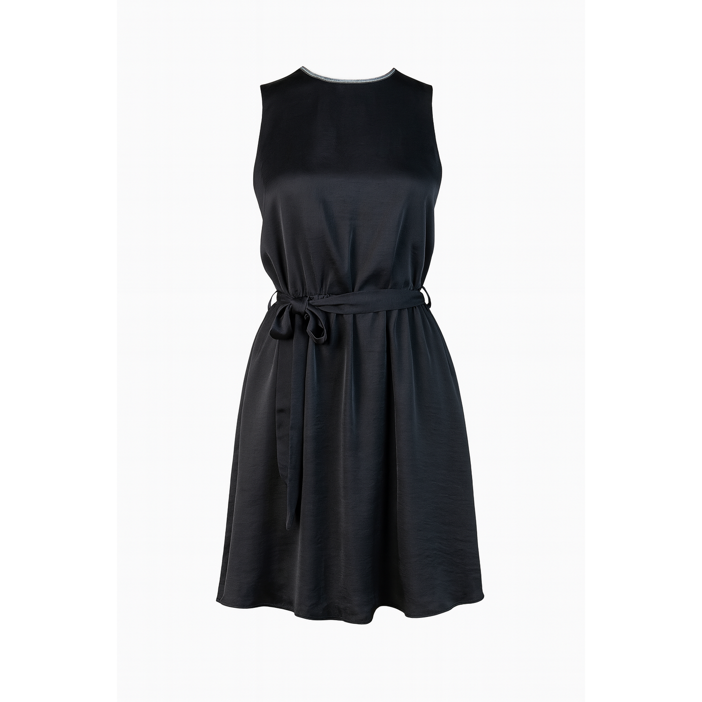 Black silk dress with rhinestones collar LAMIAR