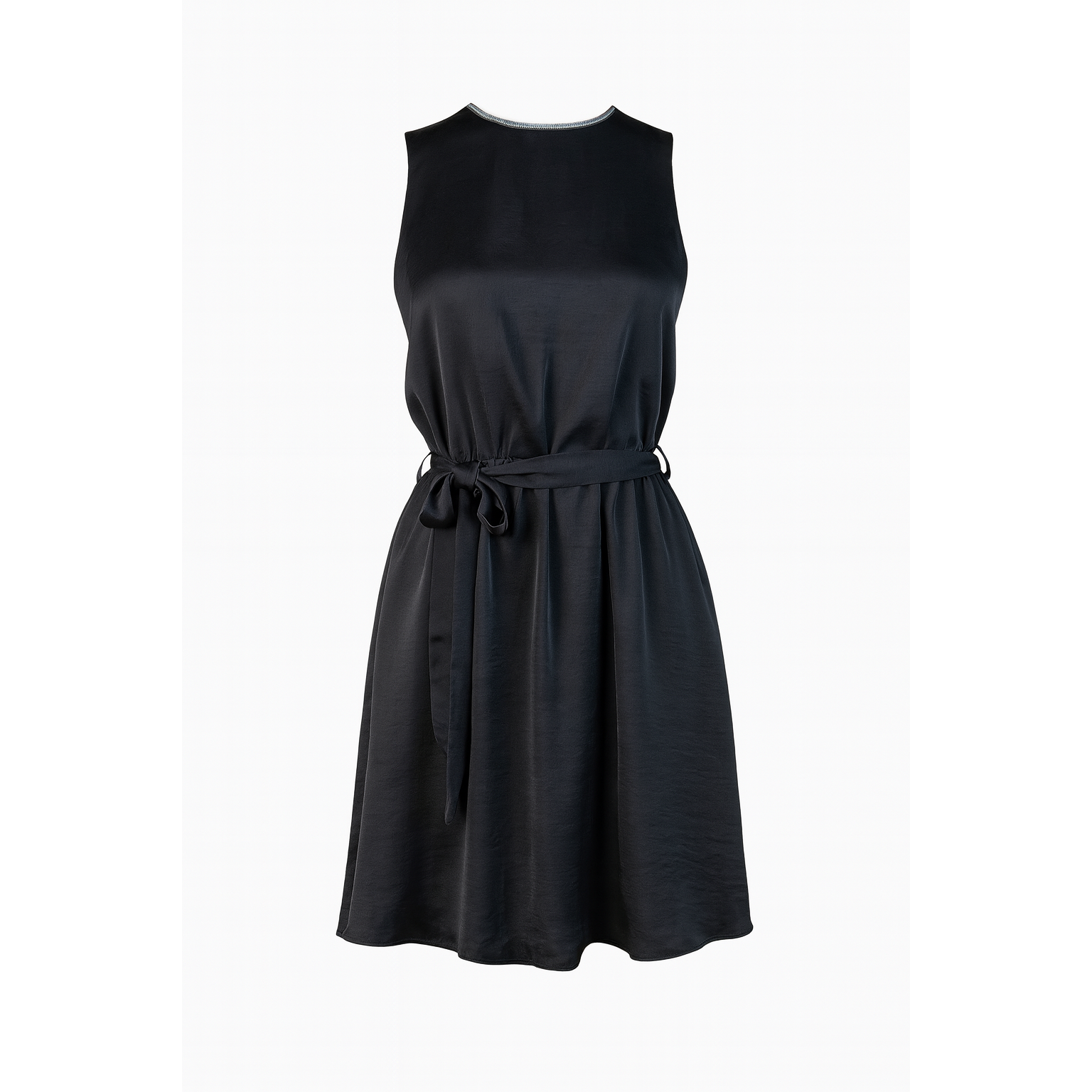 Black silk dress with rhinestones collar LAMIAR